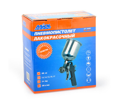 Пневмопистолет лакокрасочный Miol d-1,5мм 500мл 4-6бар 80-865 Пневмопистолет лакокрасочный Miol d-1,5мм 500мл 4-6бар 80-865