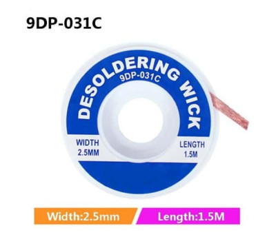 9DP-031C лента-оплетка поглотитель олова, NC, ширина 2.5 мм. 9DP-031C лента-оплетка поглотитель олова, NC, ширина 2.5 мм.