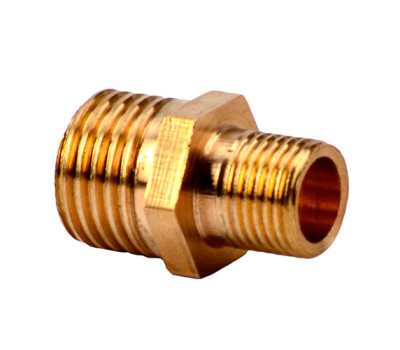 Переход латунный Ниппель наружная 3/8", наружная 1/4"