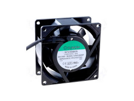 Sunon 80x80x38мм, АС 220V, sleeve, 39м³/г